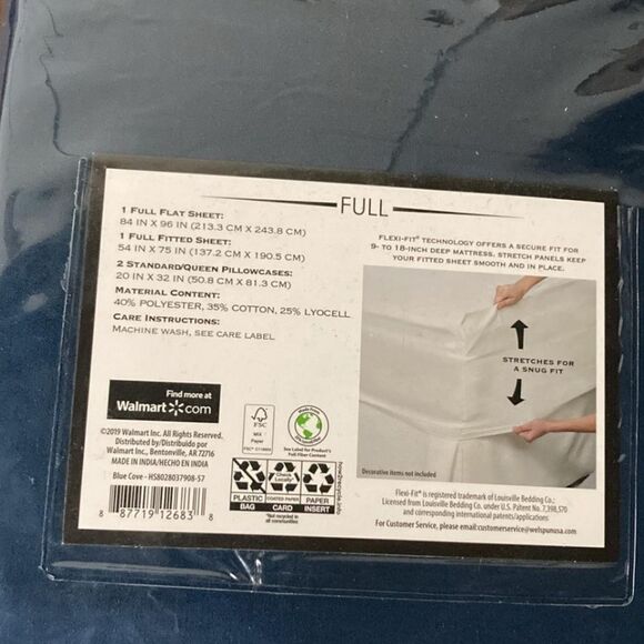 Hotel Style 500 Thread Count Tri-Blend with Lyocell Bed Full Sheet Blue Cove - Picture 3 of 3